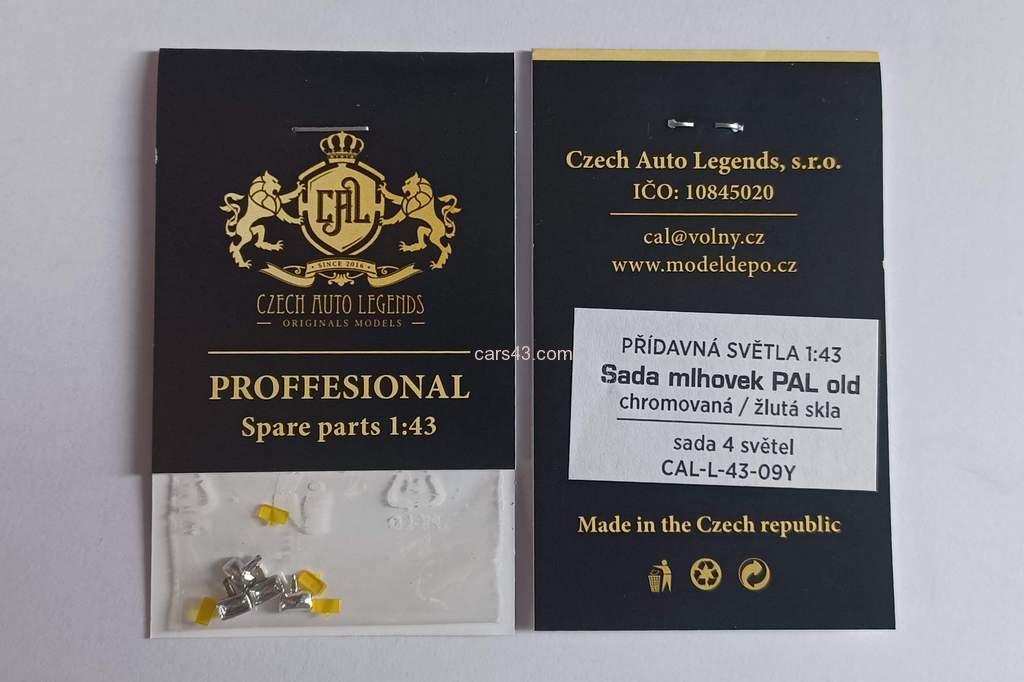 Sada mlhovek PAL old - chromované - žlutá skla