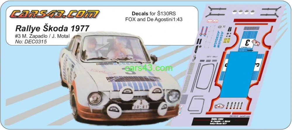 130RS Škoda Rallye 1977 1:43