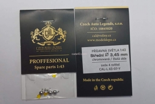 Sada přídavných světel  -  chromované - průměr 3,45 mm, žluté skla