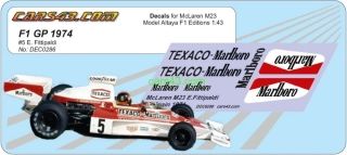 Doplňkový dekál tabákových reklam  McLaren M23 1974